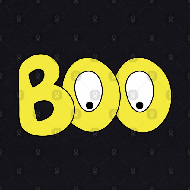 BOO text art cartoon eyes yellow bubble letters by Angel Dawn Design